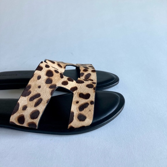 206 Collective Tan Brown Animal Print Leather Flip Flops Sandals size 8.5 - Picture 4 of 12